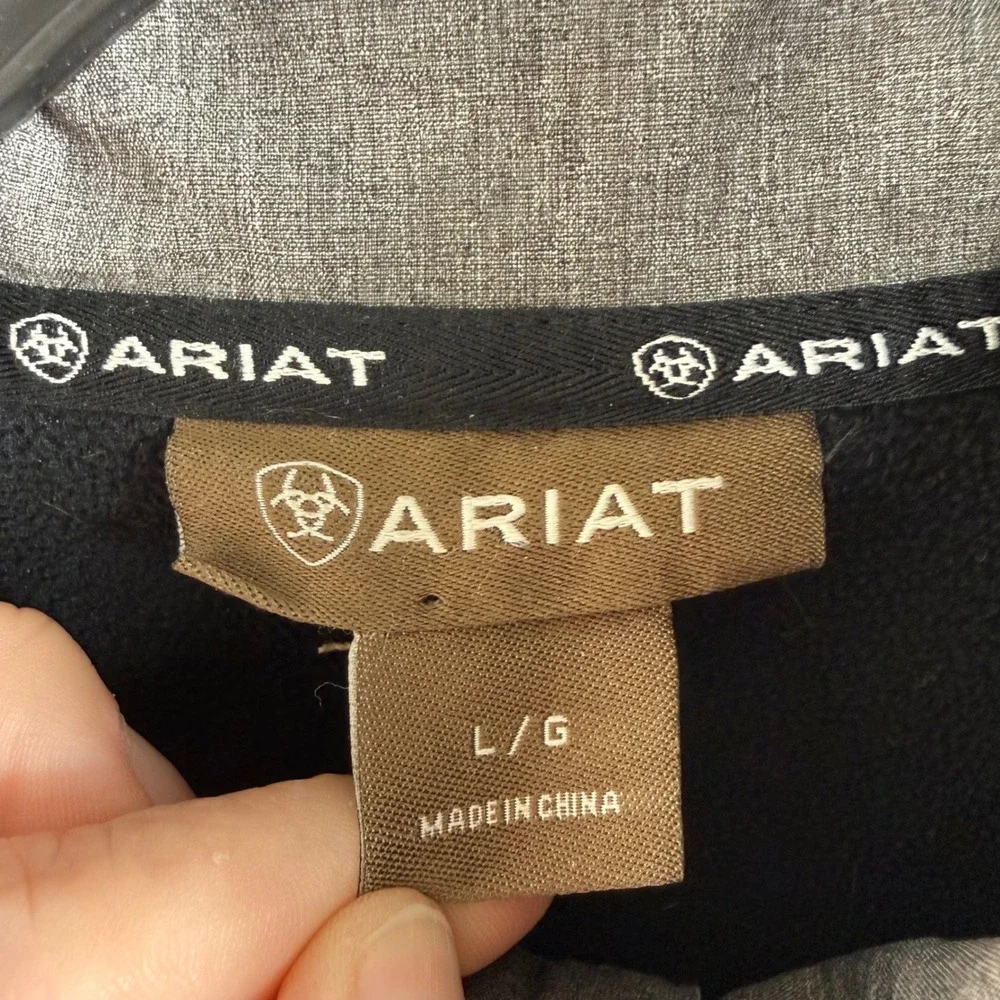 Ariat Softshell Jacket Mens L Gray Black Wind Water Resistant Western Workwear